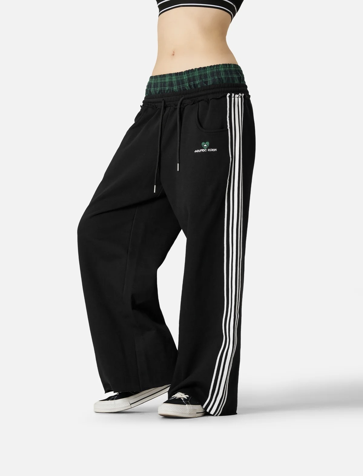 Aelfriceden】 腰パン風ダブルウエスト スウェットパンツ (Aelfric