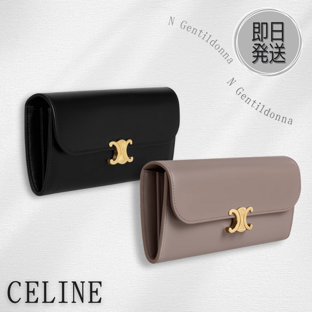 CELINE ラージウォレット トリオンフ / シャイニーカーフスキン