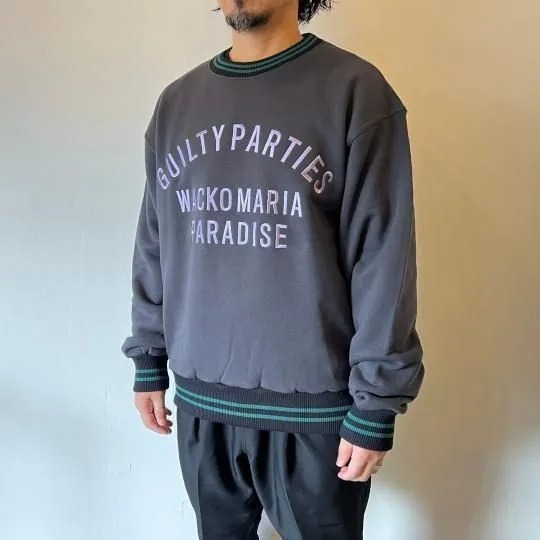 ワコマリア MIDDLE WEIGHT クルーネックスウェット カレッジロゴ