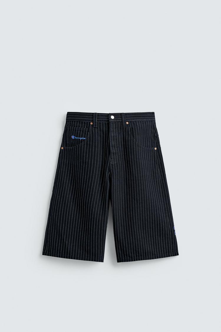 CHAMPION X ZARA ストライプ柄バギーフィットバミューダパンツ (ZARA
