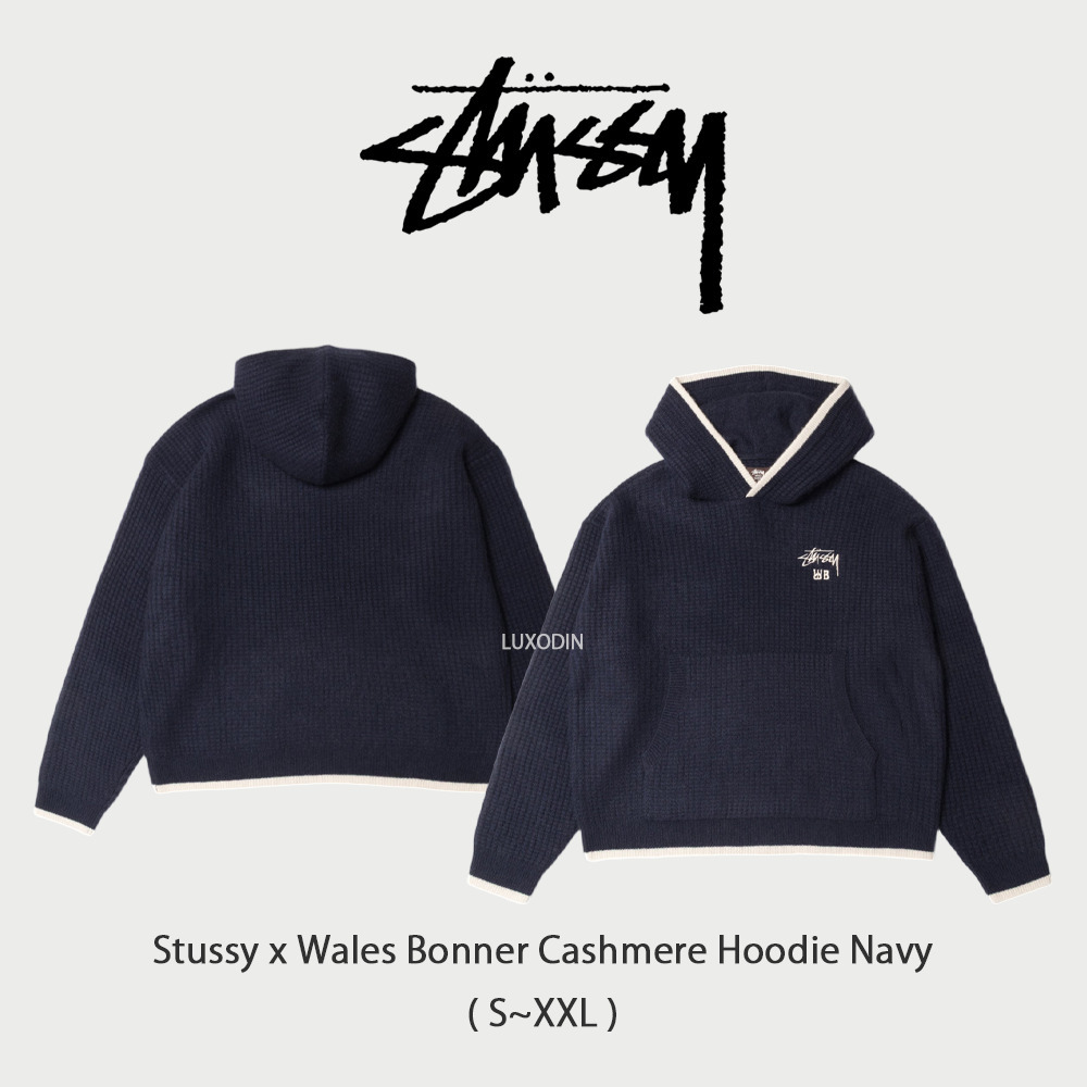 Stussy x Wales Bonner】 正規品☆ Cashmere Hoodie Navy (STUSSY