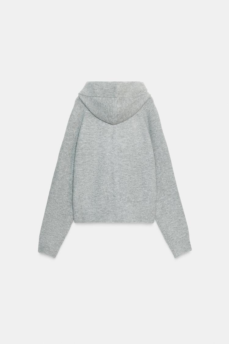ZARA フード付きタイベルトニットカーディガン 5536/129/809 (ZARA