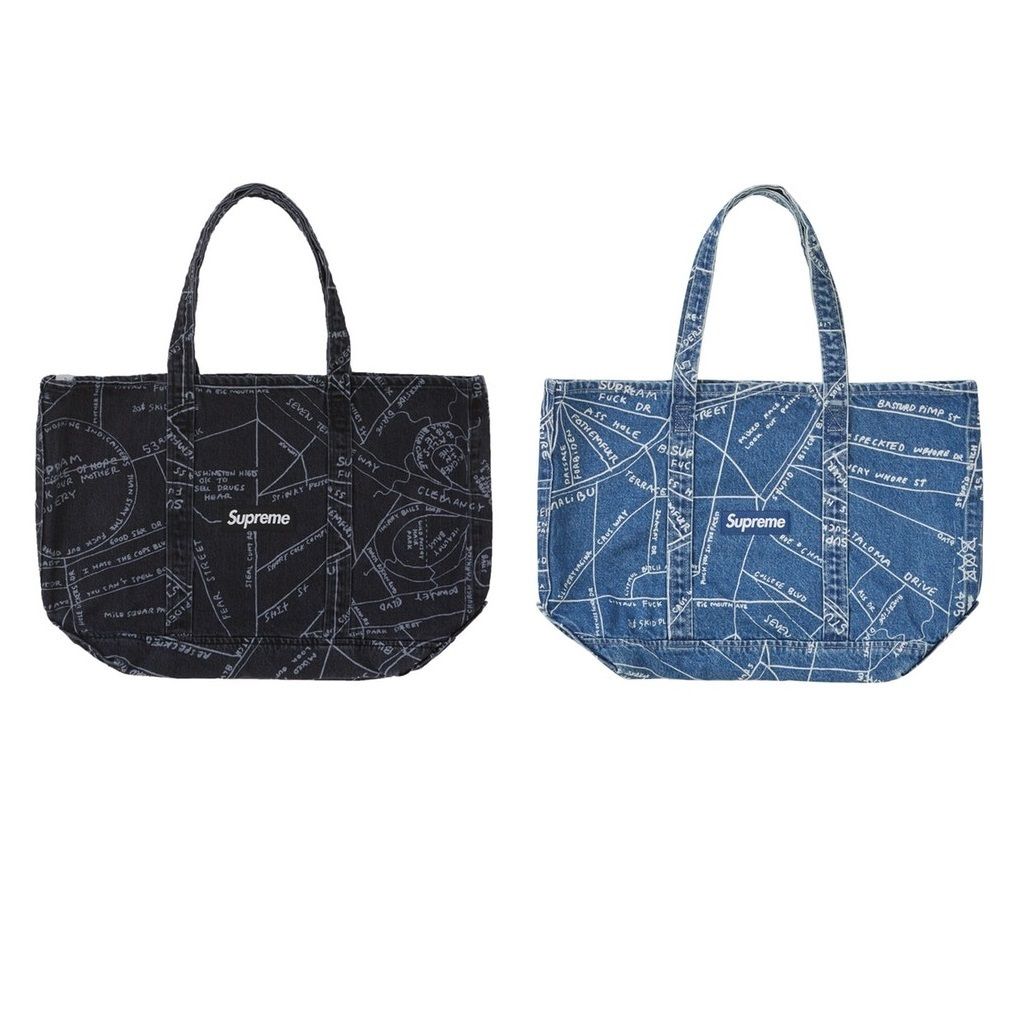 SUPREME シュプリーム☆マップ柄デニムトート (Supreme/トートバッグ