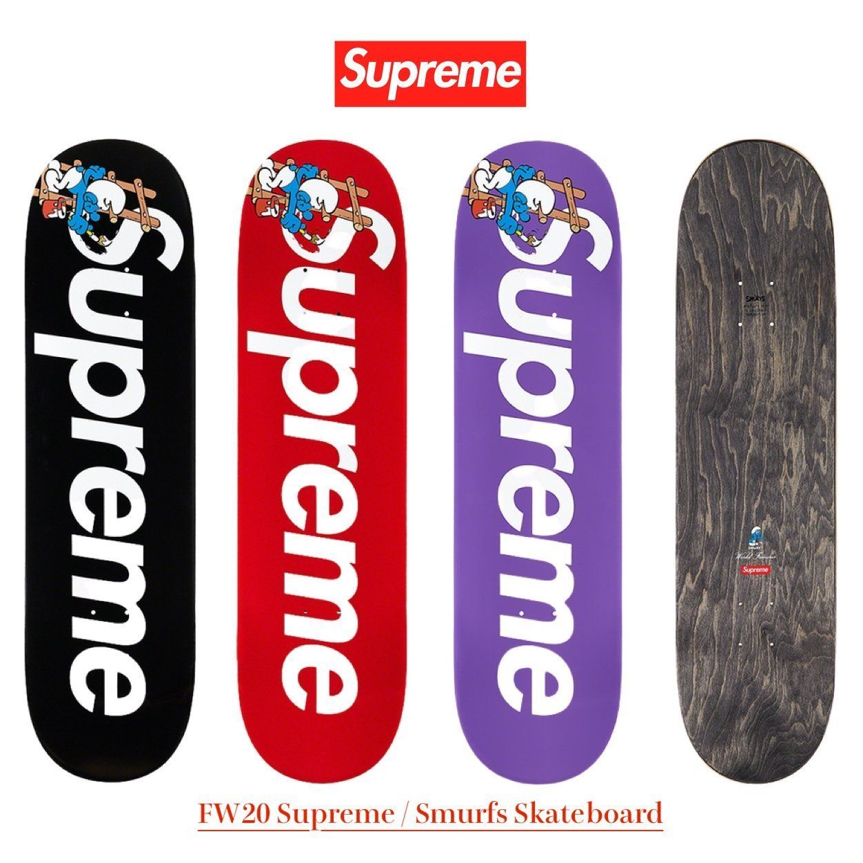 FW20 Supreme Smurfs Skateboard - スマーフ スケボー デッキ (Supreme