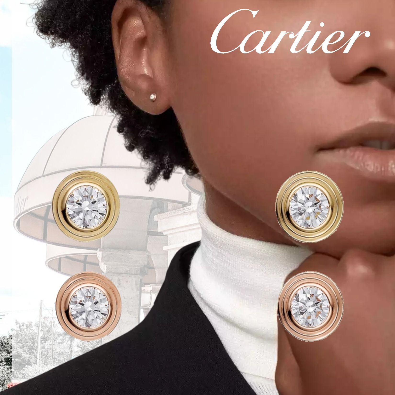 人気☆即納【カルティエ】ディアマンレジェ イヤリング 18K 2色