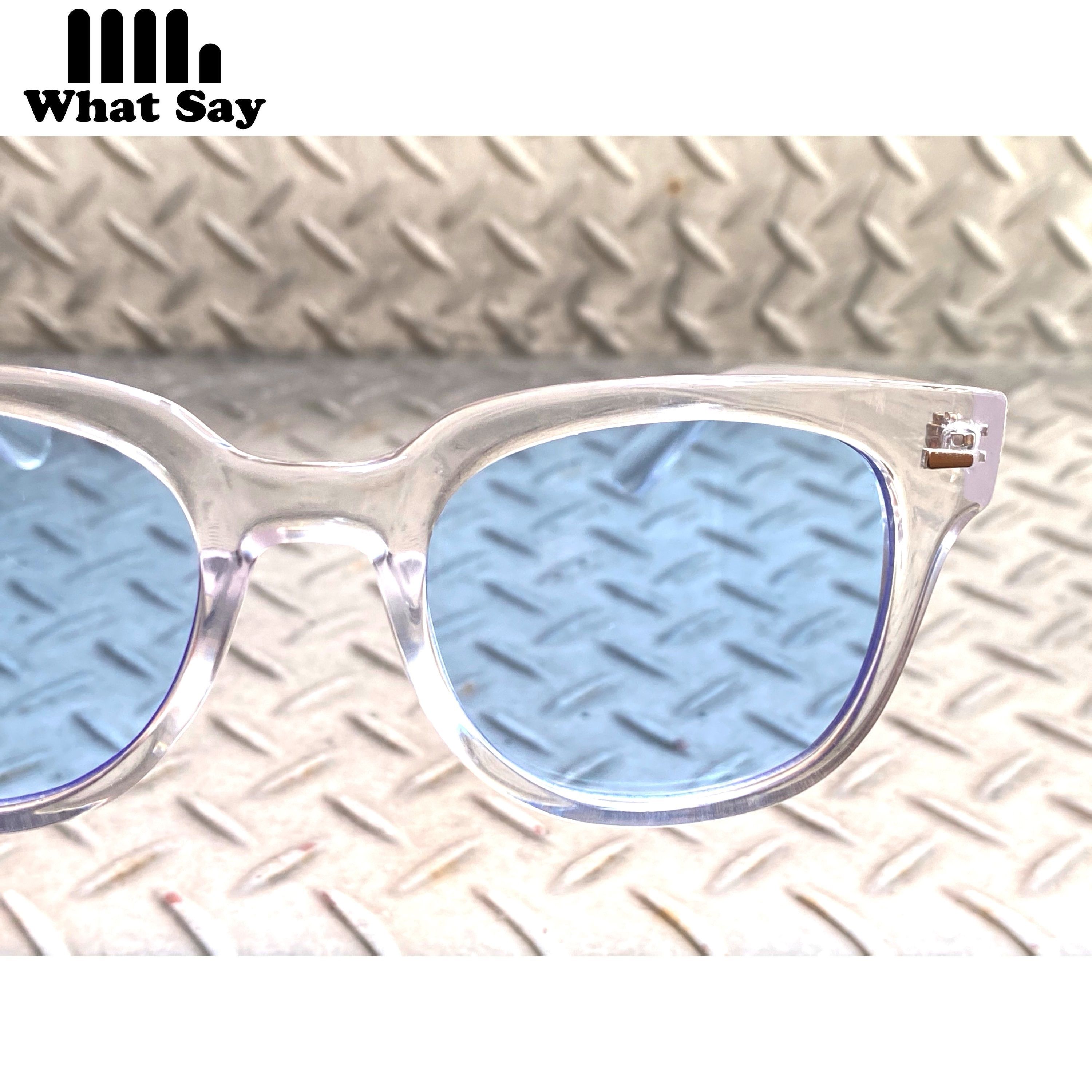 ボストン クリア フレーム カラーレンズ サングラス ブルー