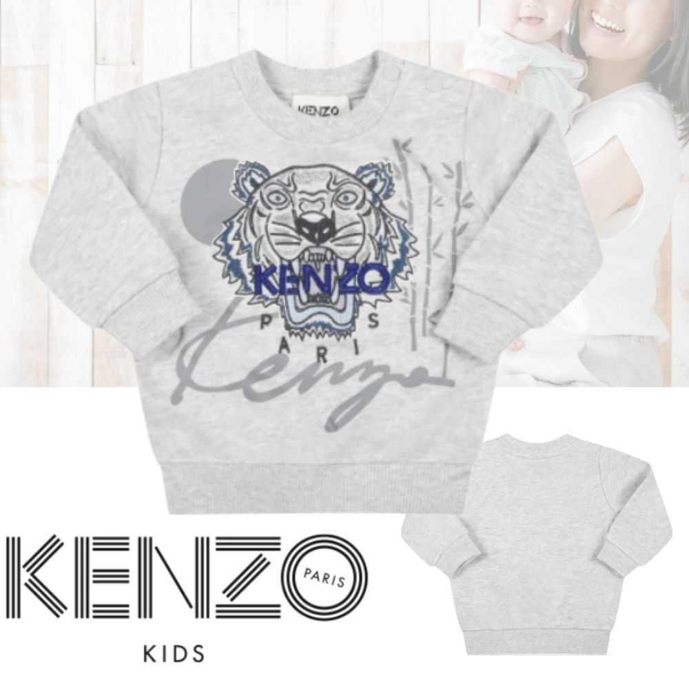 KENZO ベビー スウェットトレーナー グレー ロゴ 2022最新モデル