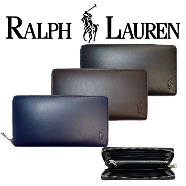 ラルフローレン 財布 POLO RALPH ポロ 長財布 レザー 黒 (Ralph Lauren
