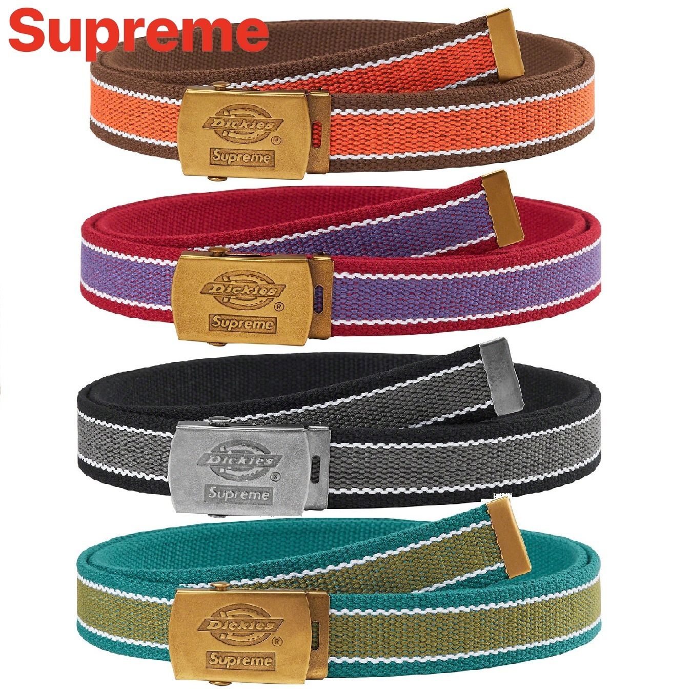22SS Week7 Supreme Dickies Stripe Webbing Belt ベルト (Supreme