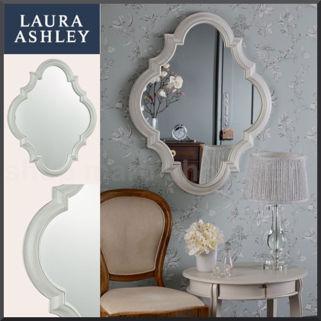 Laura Ashley◇Elisse Moorish Mirror◇ホワイト エレガント 鏡 (Laura