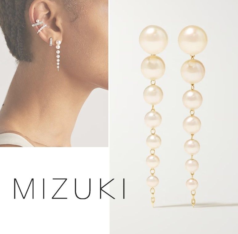 国内発| MIZUKI Cascading Pearl 14K パール ドロップピアス (MIZUKI