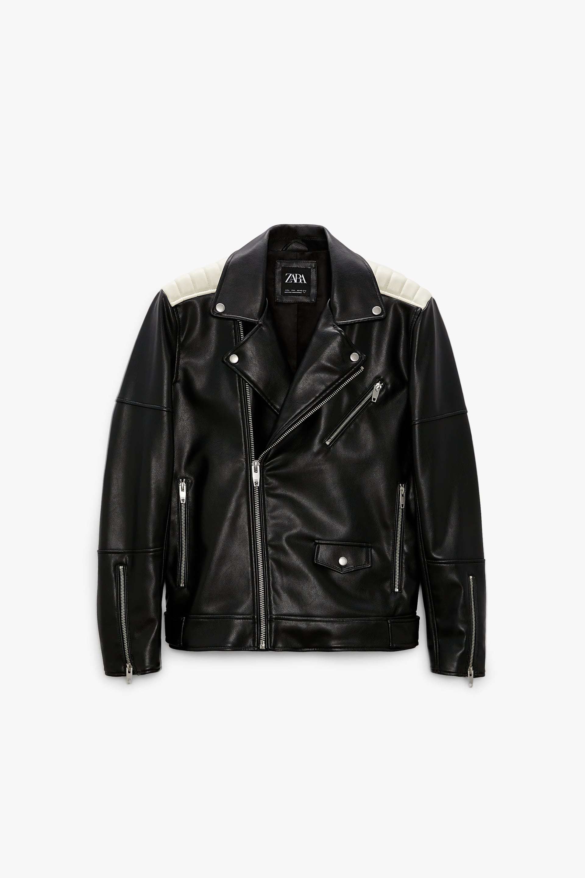 ☆ZARAザラ☆コントラスト フェイクレザー ライダースジャケット (ZARA