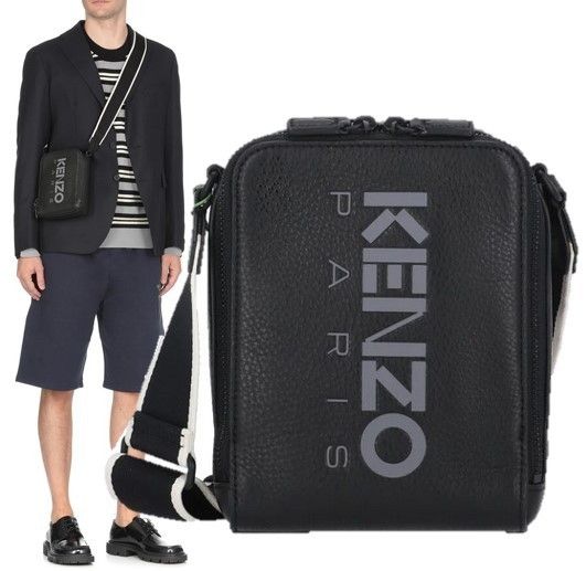 KENZO(ケンゾー) ロゴ プリント レザー クロスボディ 関税送料込