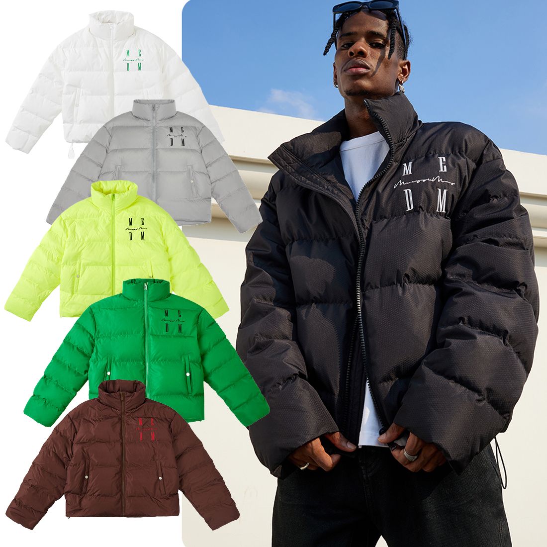 MEDM スタンドカラー ダウンジャケット ロゴ 刺繍 大人気 全6色 (MR