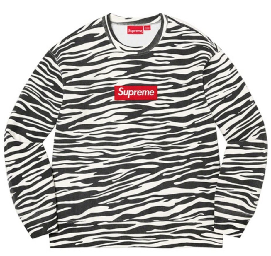 L【国内在庫あり】 SUPREME 22FW BOX LOGO CREWNECK ZEBRA (Supreme