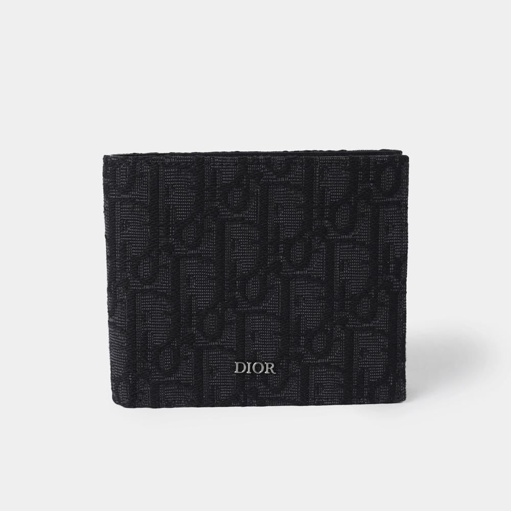 DIOR】ディオールオブリークジャカード 折りたたみ財布/black (Dior