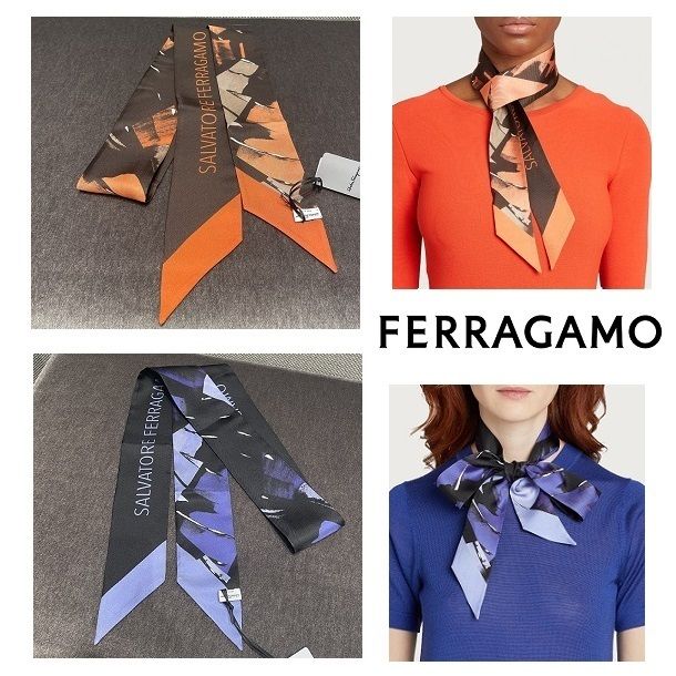 ☆必見☆【フェラガモ】ツイリー スカーフ シルク リバーシブル