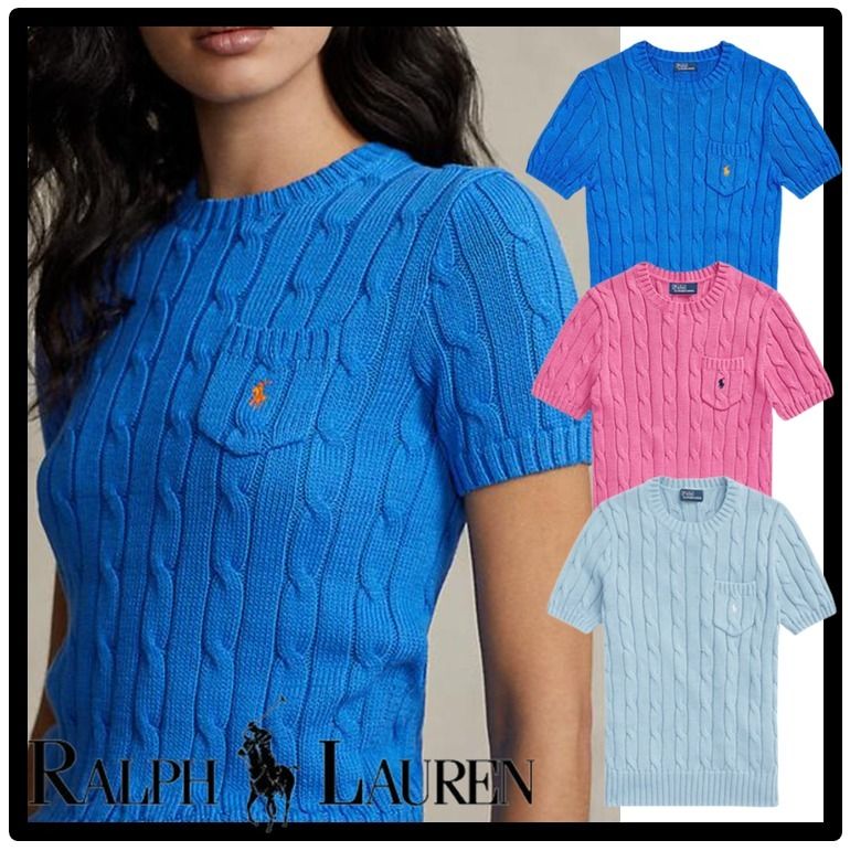 ☆関税込☆POLO RALPH LAUREN☆Tシャツ半袖ケーブルニットブルー (POLO