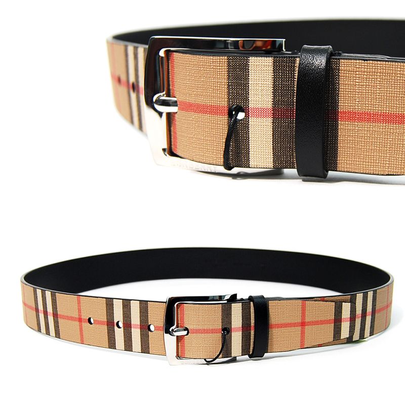 関税負担なし☆Burberry バーバリー チェック＆レザー ベルト