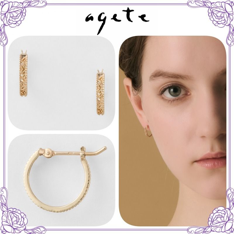 大人気!! agete K10 ゴールド フープピアス (Agete/ピアス) 95807157
