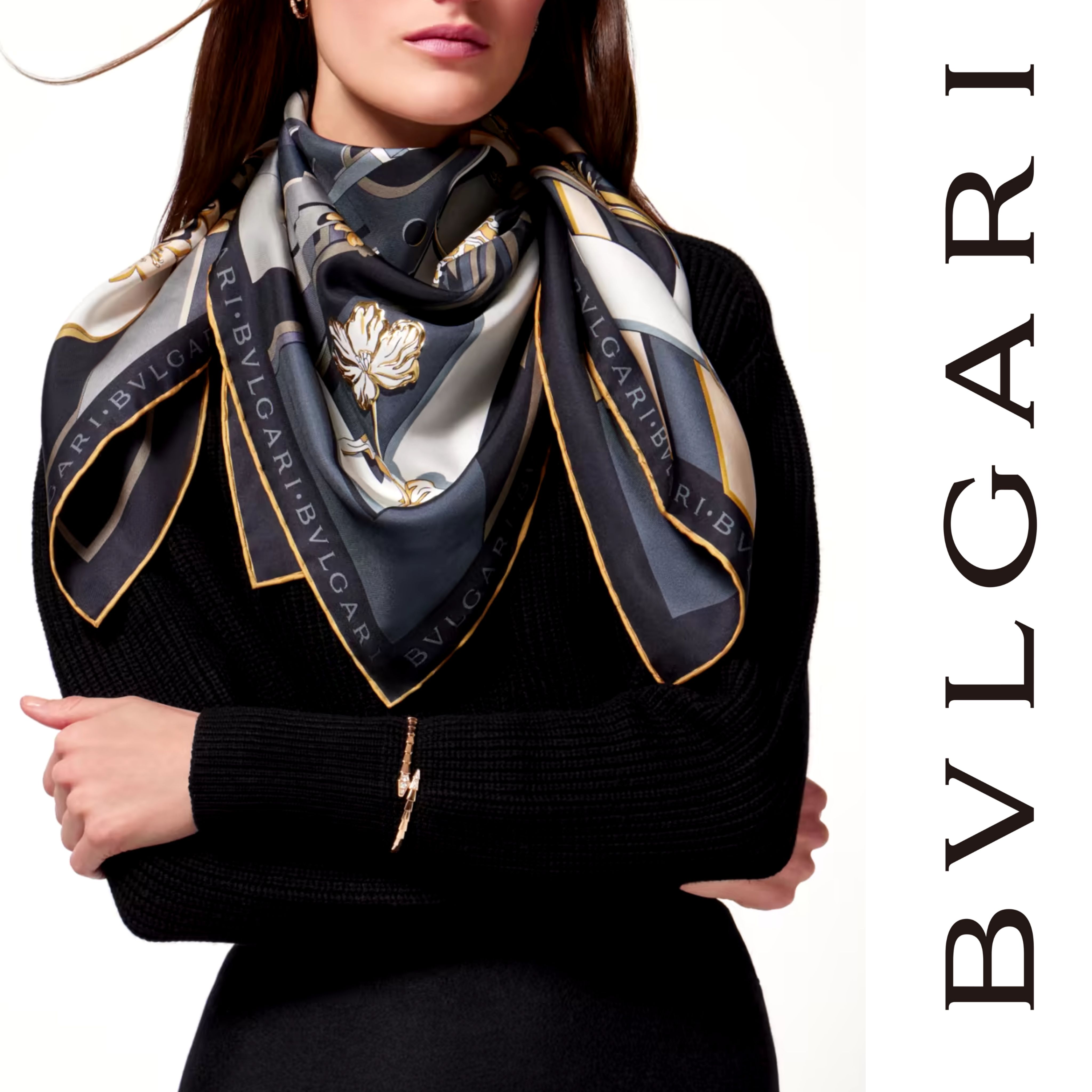 すぐ届く！【 BVLGARI ブルガリ 】ヘリテージ スカーフ 関税込