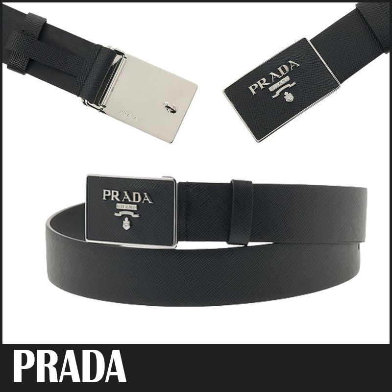 送料関税込☆PRADA プラダ サフィアーノレザー 革 メンズ ベルト