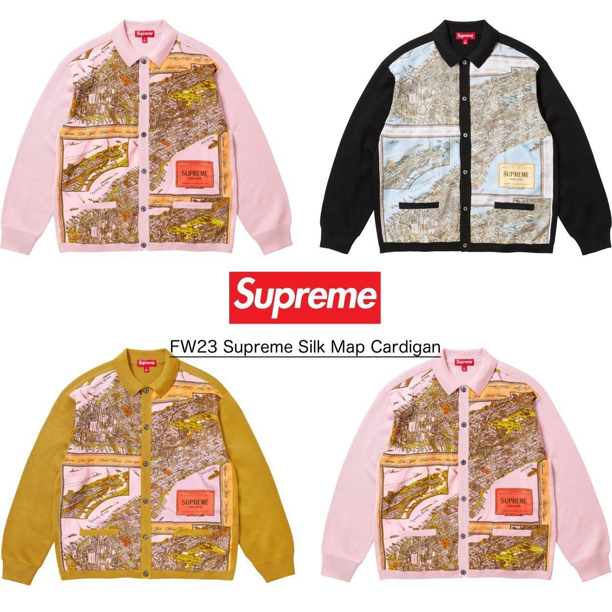 FW23 Supreme Silk Map Cardigan - シルク マップ カーディガン