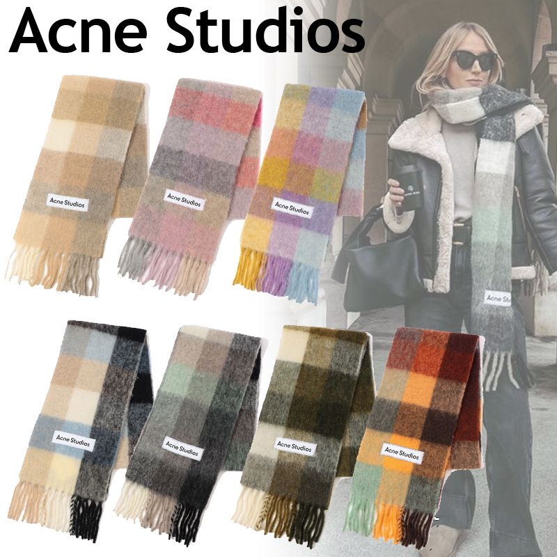 国内直営**Acne Studios** 大人気♪モヘアチェックスカーフ (Acne