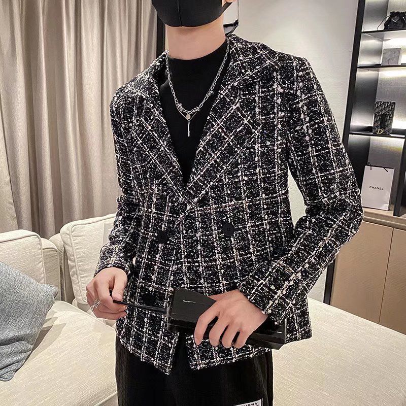 テーラードジャケット ダブル ツイード バイカラー (テーラード