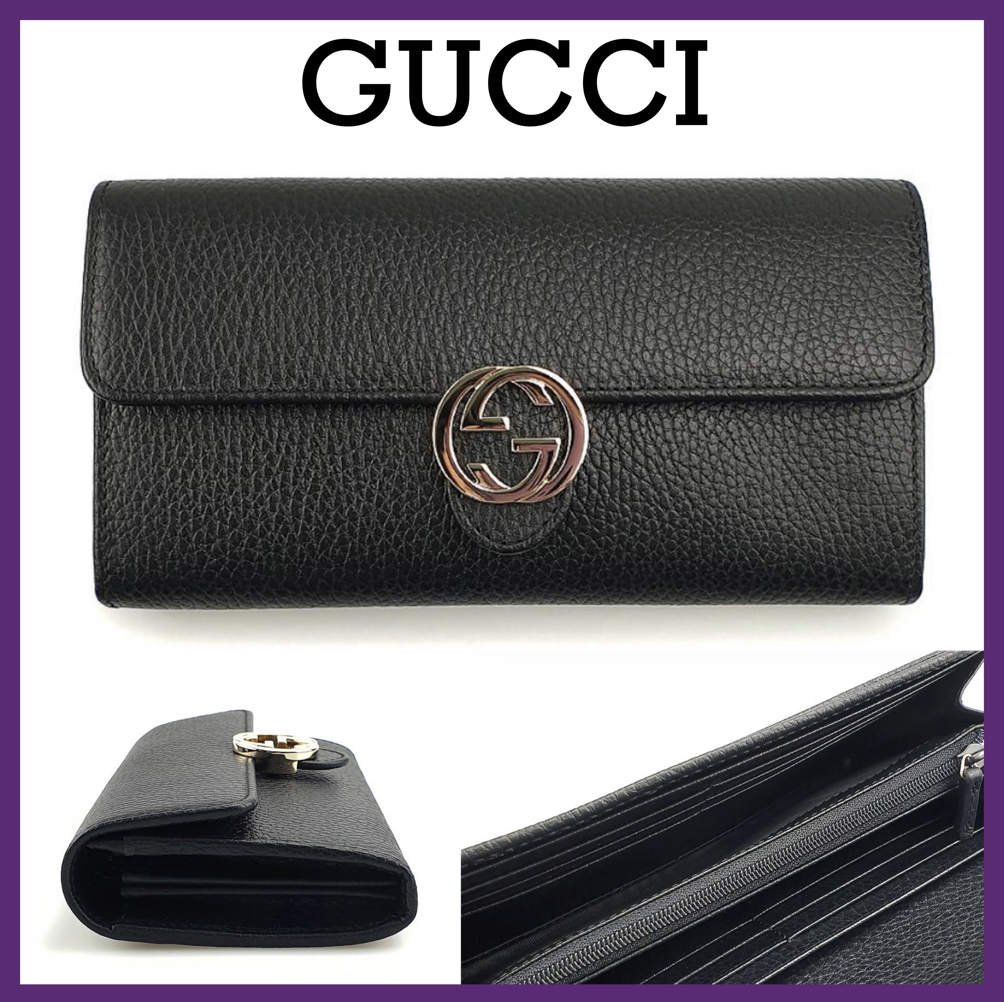 関税込み】 ☆GUCCI☆ ロゴ インターロッキング レザー 長財布 (GUCCI