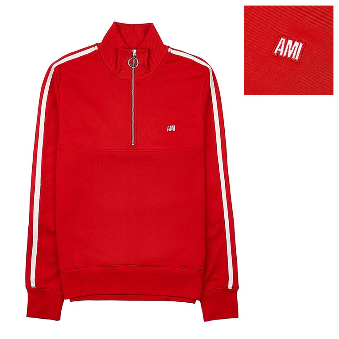 関税負担なし☆AMI PARIS アミパリスロゴ刺繍ハーフジップアップ (AMI