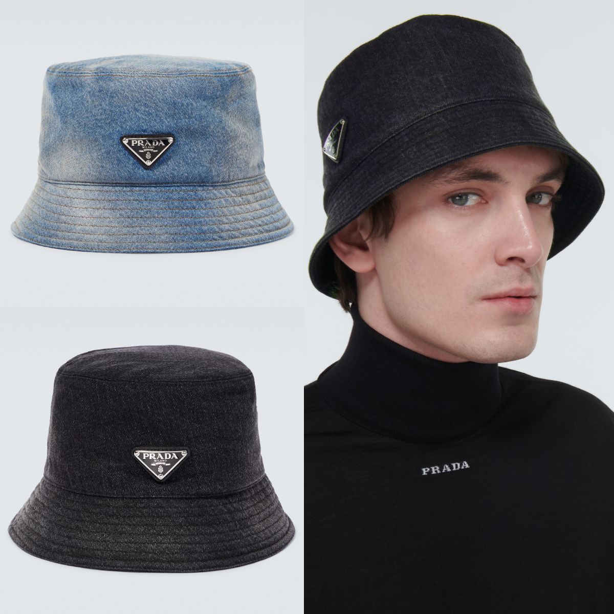 プラダ ブラックデニム ハット XL プラダ ブラックデニム ハット XL