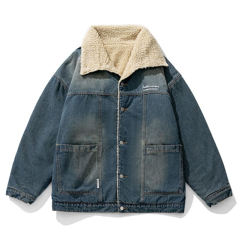 デニムボアジャケットアウター秋冬ユニセックス (デニムジャケット