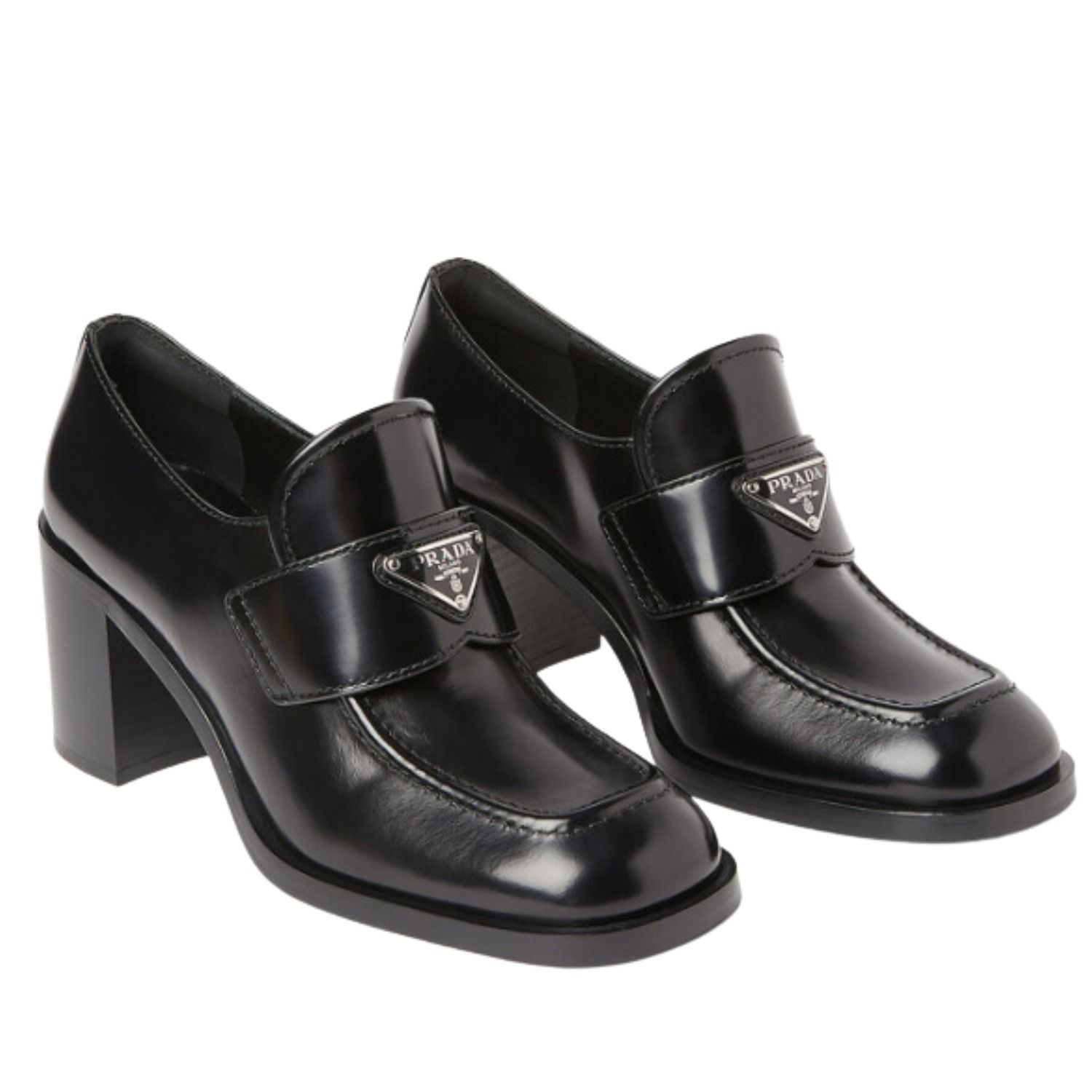 PRADA プラダ ロゴ パテントレザー ヒール Loafers ローファ (PRADA