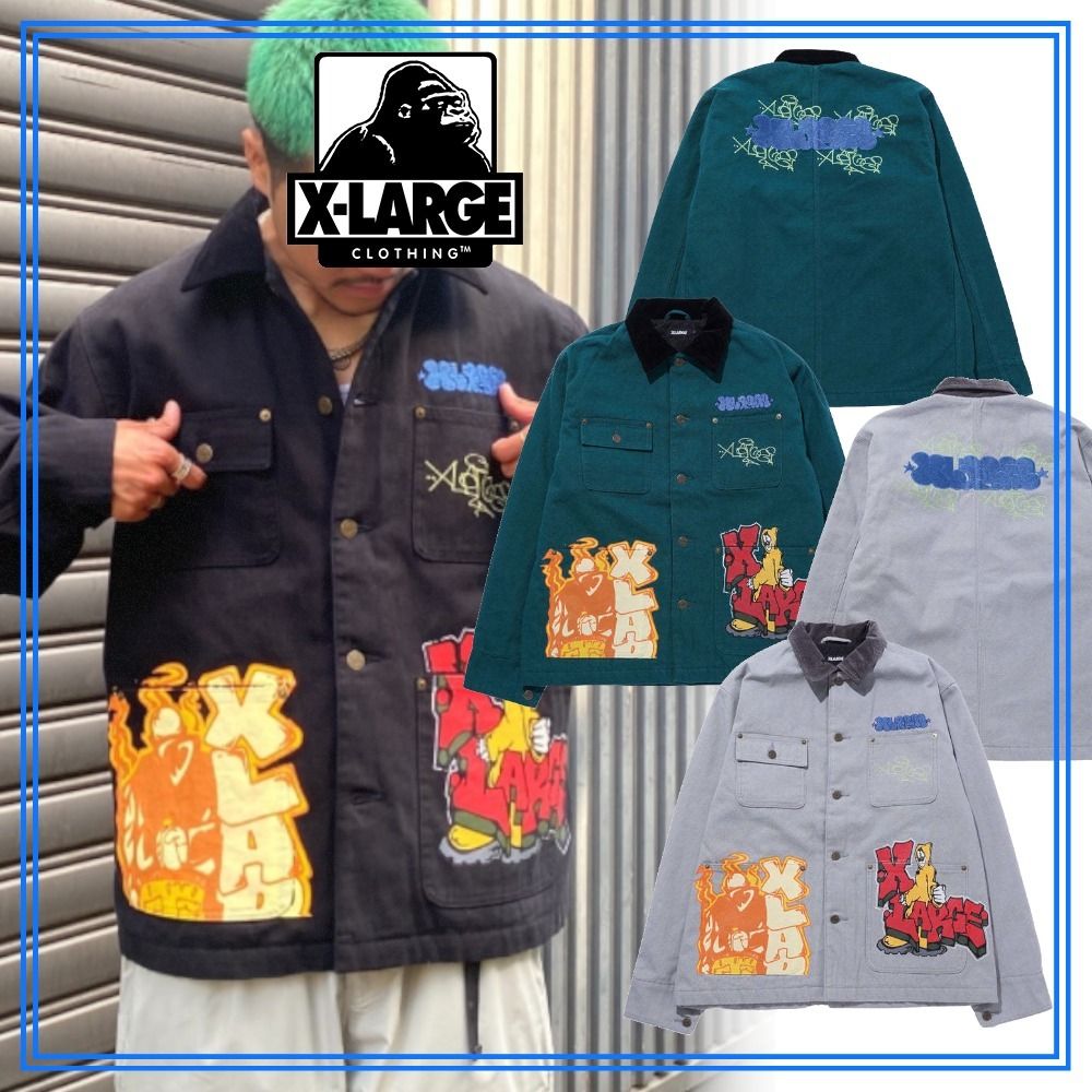 早い者勝ち XLARGE DUCK COVERALL JACKET バックはプリント/刺繍 (X