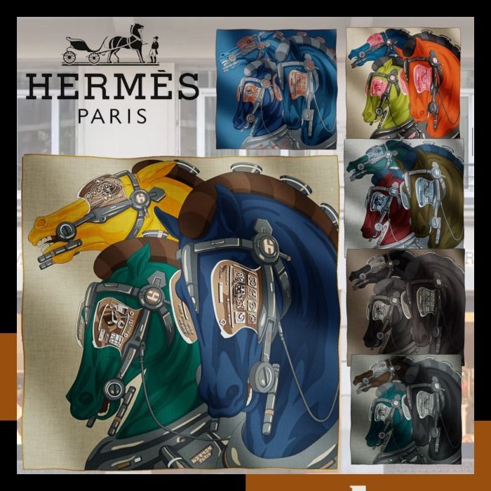 HERMES 最新作 スカーフ カレ 100 カシミアシルク Horse Reality