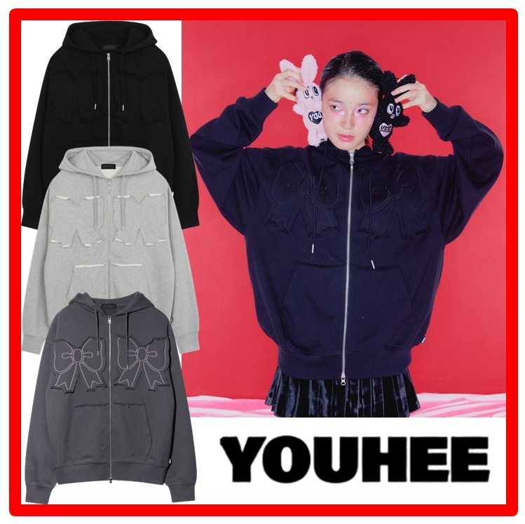 ☆ジェニー着用☆【YOUHEE】☆YOUHEE RIBBON HOOD ZIP-U.P☆ (YOUHEE