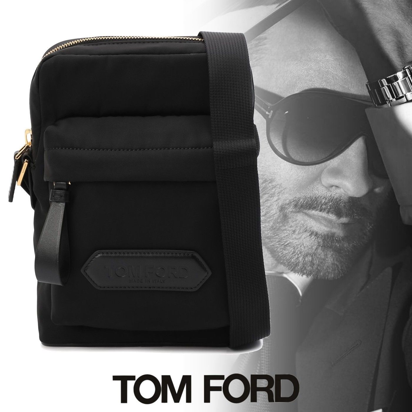 TOM FORD ブランドロゴ メッセンジャーバッグ ブラック (TOM FORD