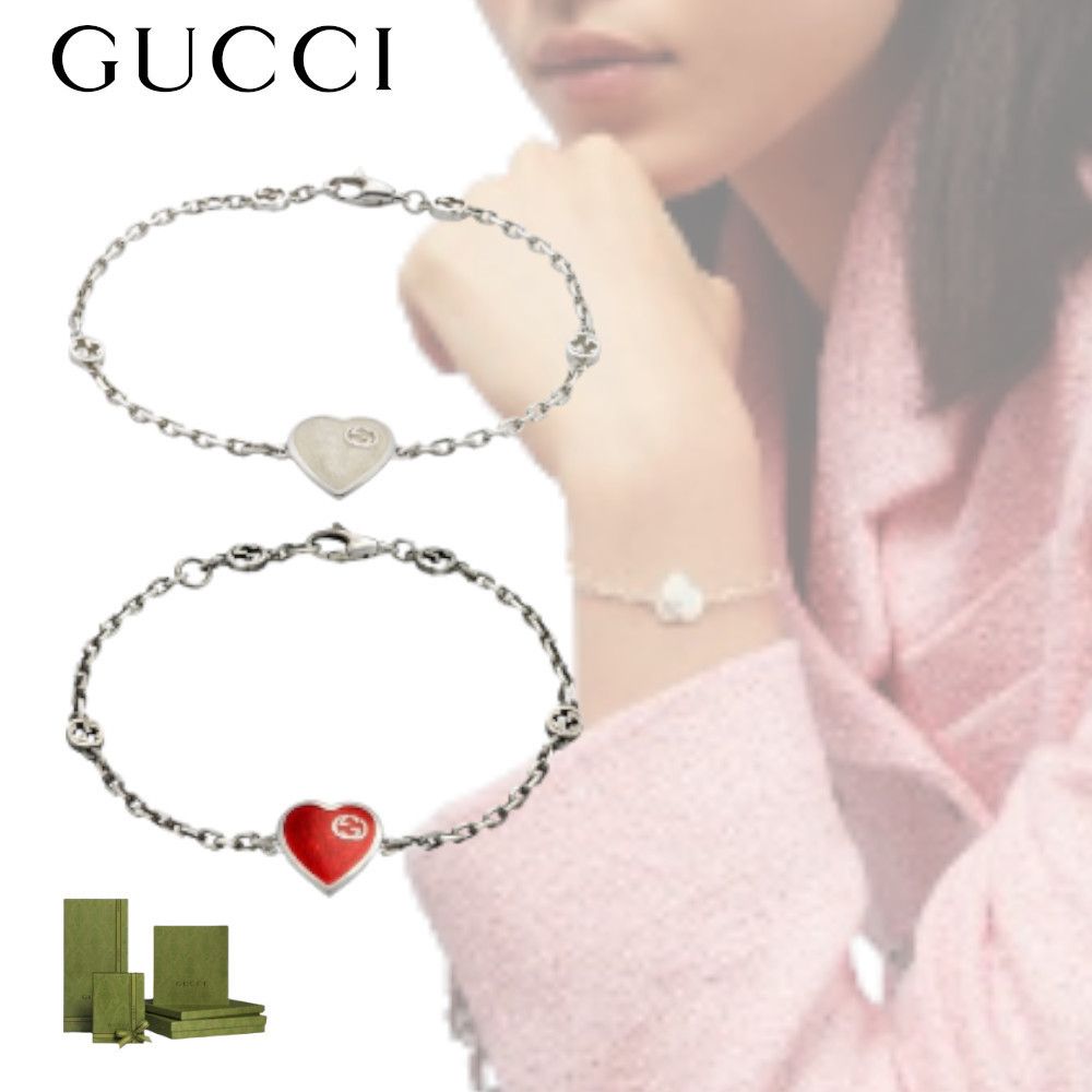 GUCCI】インターロッキングG ハート付き ブレスレット (GUCCI