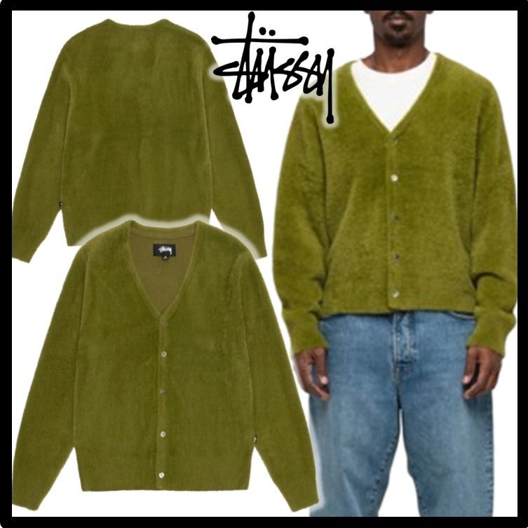 ☆関税込☆Stussy☆Stussy SHAGGY CARDIGAN☆OLIVE (STUSSY