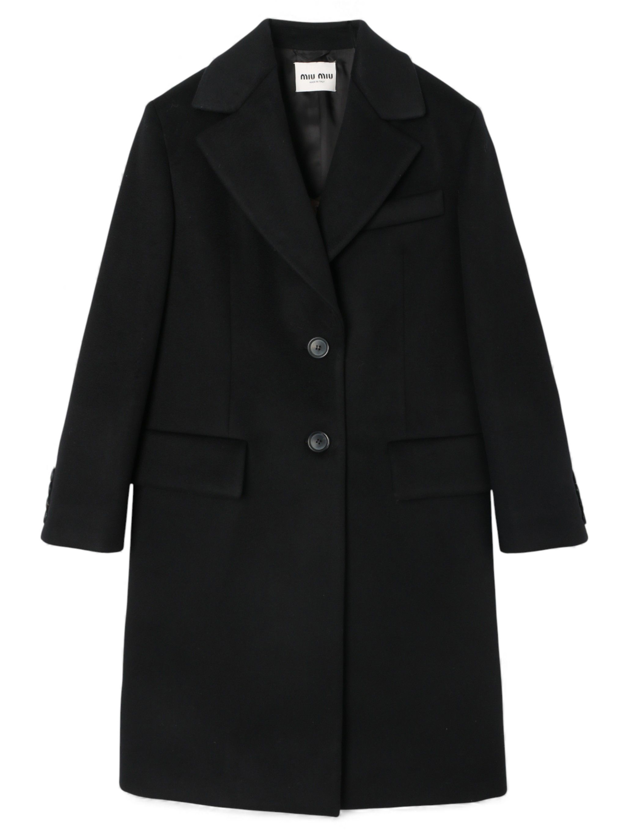MIU MIU | BLACK SINGLE-BREASTED VELOUR COAT コート (MiuMiu/コート