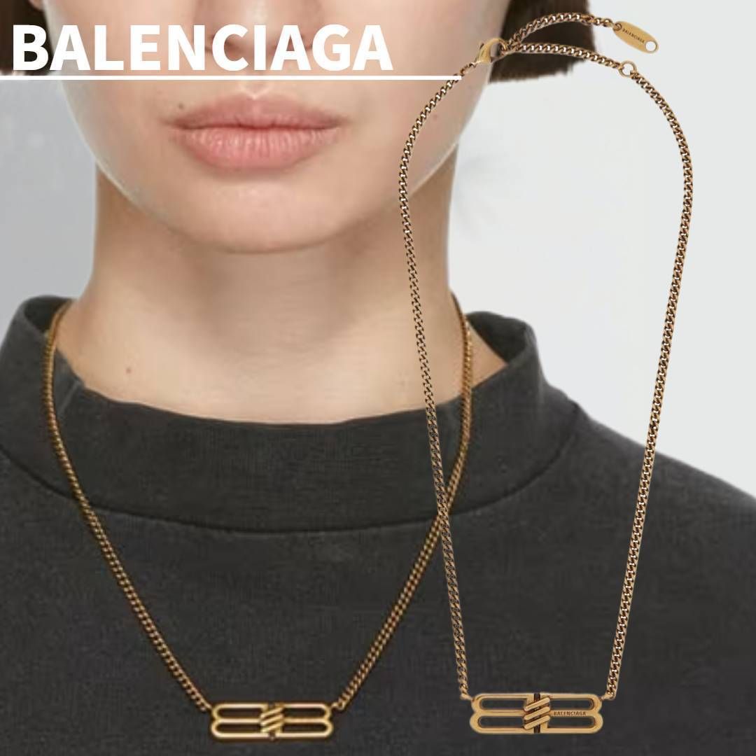 関税込み☆ギフトにも【BALENCIAGA】BB ICON NECKLACE Gold