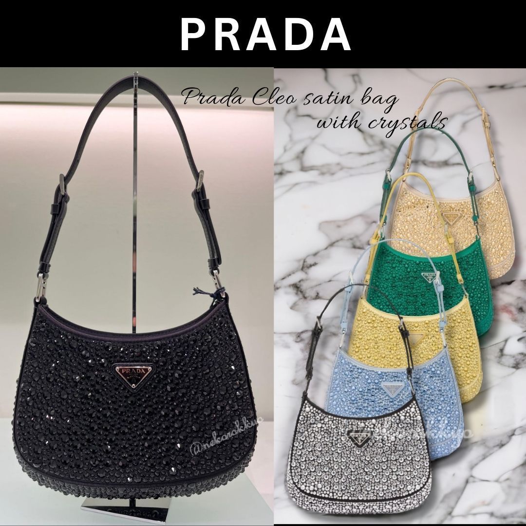 PRADA＊Prada Cleo satin bag with crystals サテンバッグ＊送込