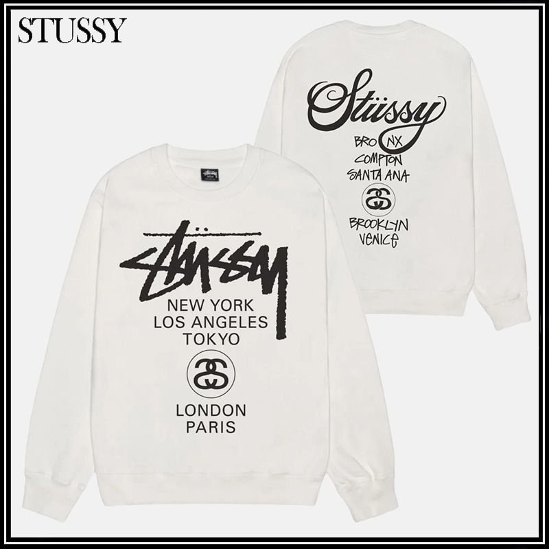 ☆STUSSY☆WORLD TOUR CREW PIGMENT DYED スウェット☆追跡可 (STUSSY