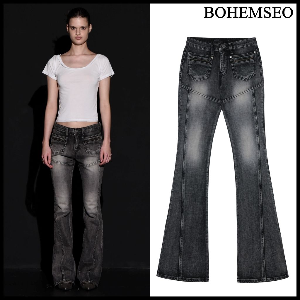 BOHEMIAN SEOUL] BOHEMSEO FRONT POCKET BOOTS CUT DENIM PANTS