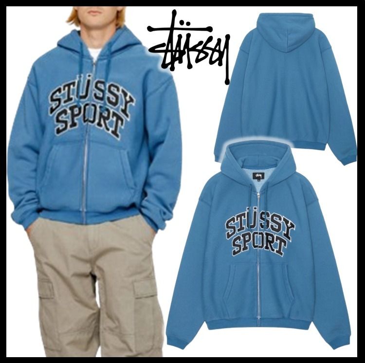 ☆関税込☆Stussy☆SPORT ZIP HOODIE☆BLUE☆ (STUSSY/パーカー
