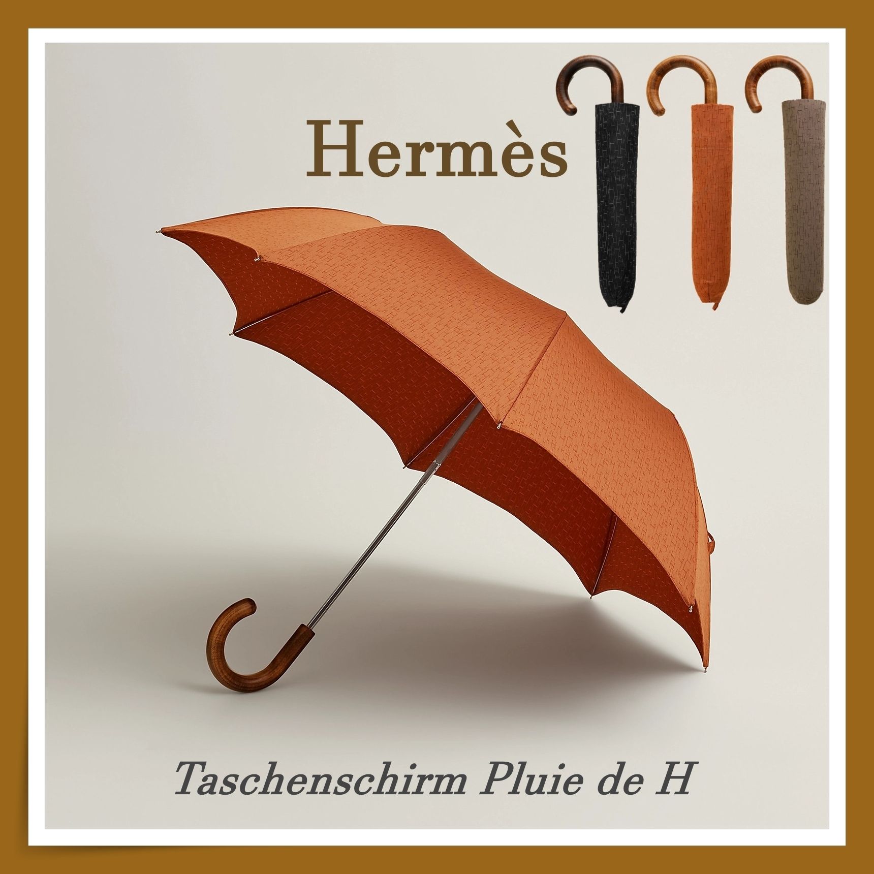 Hermes】雨の日もクールに☆Pluie de H 折りたたみ傘 (HERMES/傘