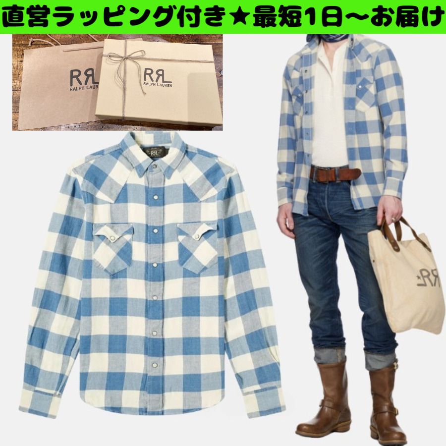 RRL ダブルアールエル】ブルー＆ベージュ チェック シャツ (RRL/シャツ