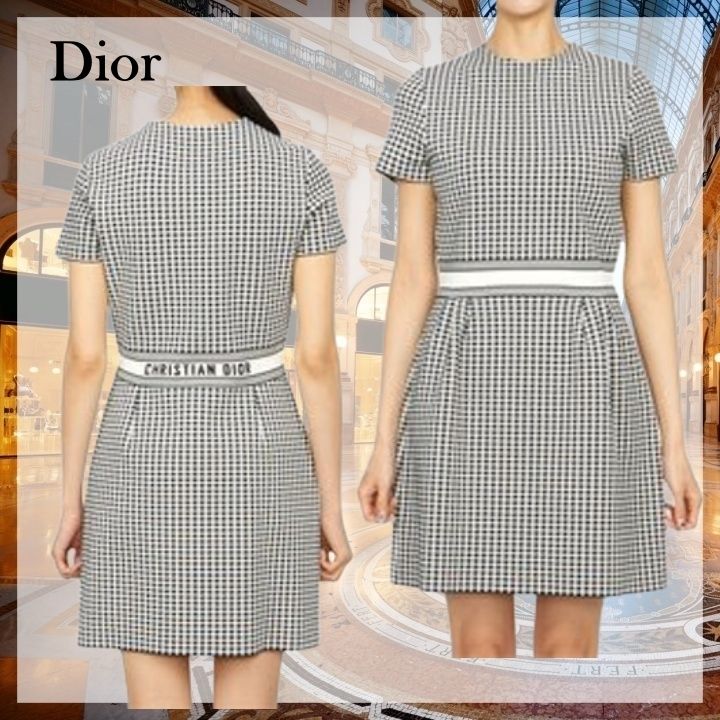 Dior】ミニドレス チェックワンピース ロゴウエスト (Dior/ワンピース