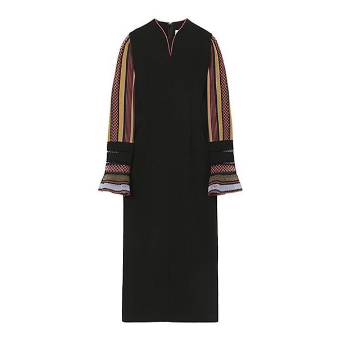 マメクロゴウチ】ストレッチ トーション レース袖 ドレス (Mame